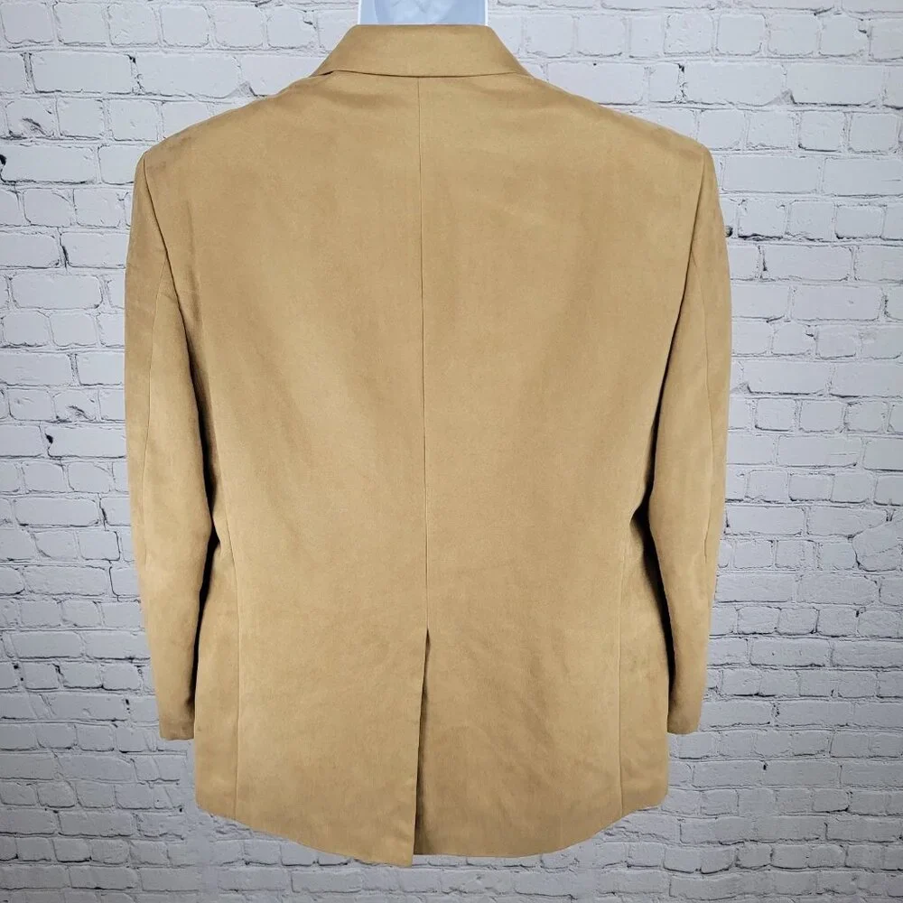 Chaps Ralph Lauren Tan Microfiber 2 Button Vented Notch Blazer Jacket Size 42